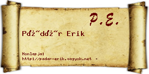 Pádár Erik névjegykártya