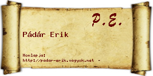 Pádár Erik névjegykártya